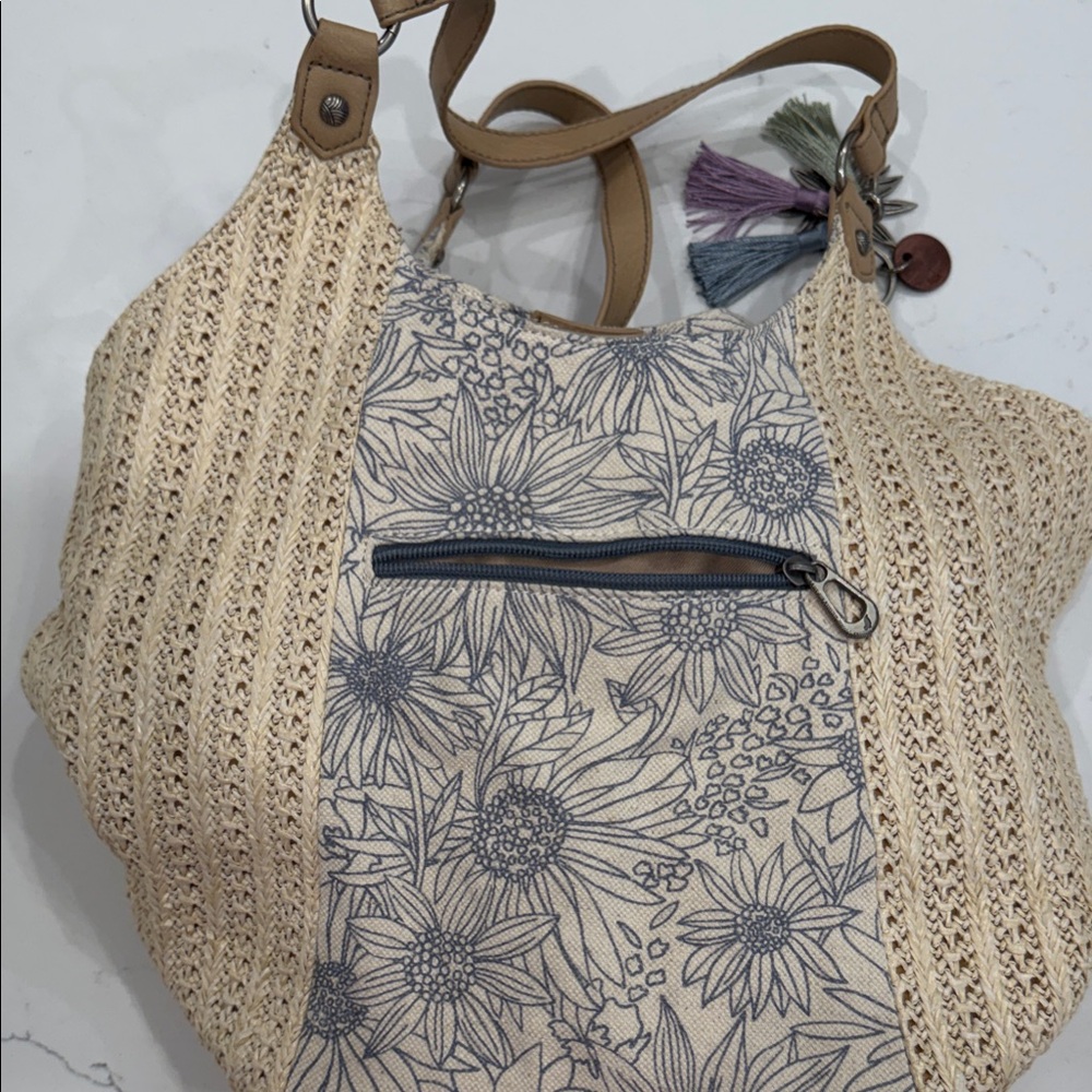 Sakroots Crochet Floral Hobo with Tassel Detail